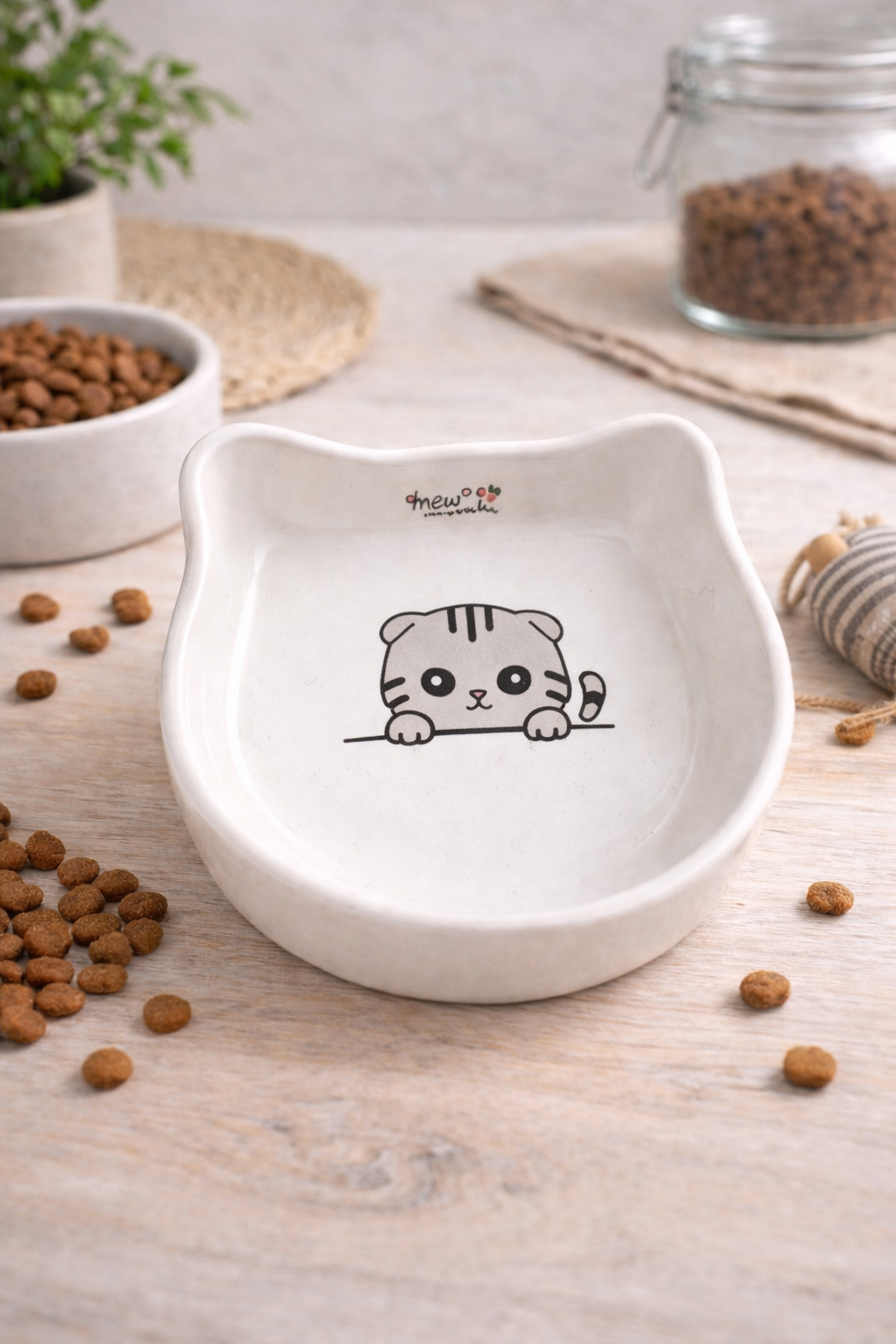 Zarif Tasarımlı Seramik Kedi Mama Kabı – Hem Şık Hem Dayanıklı